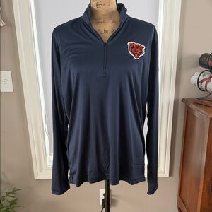 Chicago Bears Navy Quarter Zip Long Sleeve Shirt with Logo Unisex Extra Large XL